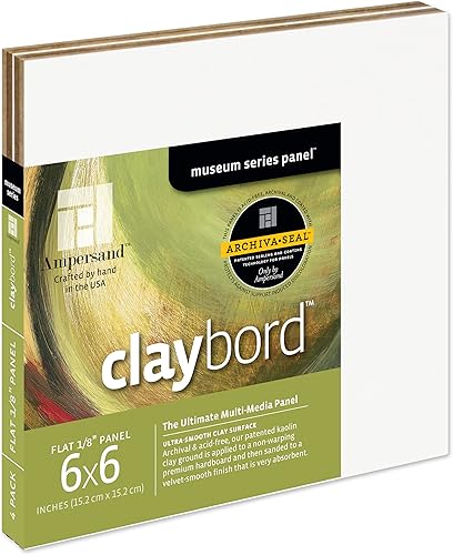 Miniatura 29 de Ampersand Art Supply Panel de pintura de madera: Serie Museo Claybord, 6 "x 6", 3/4 "Perfil acunado Perfil con cuna de 3/4