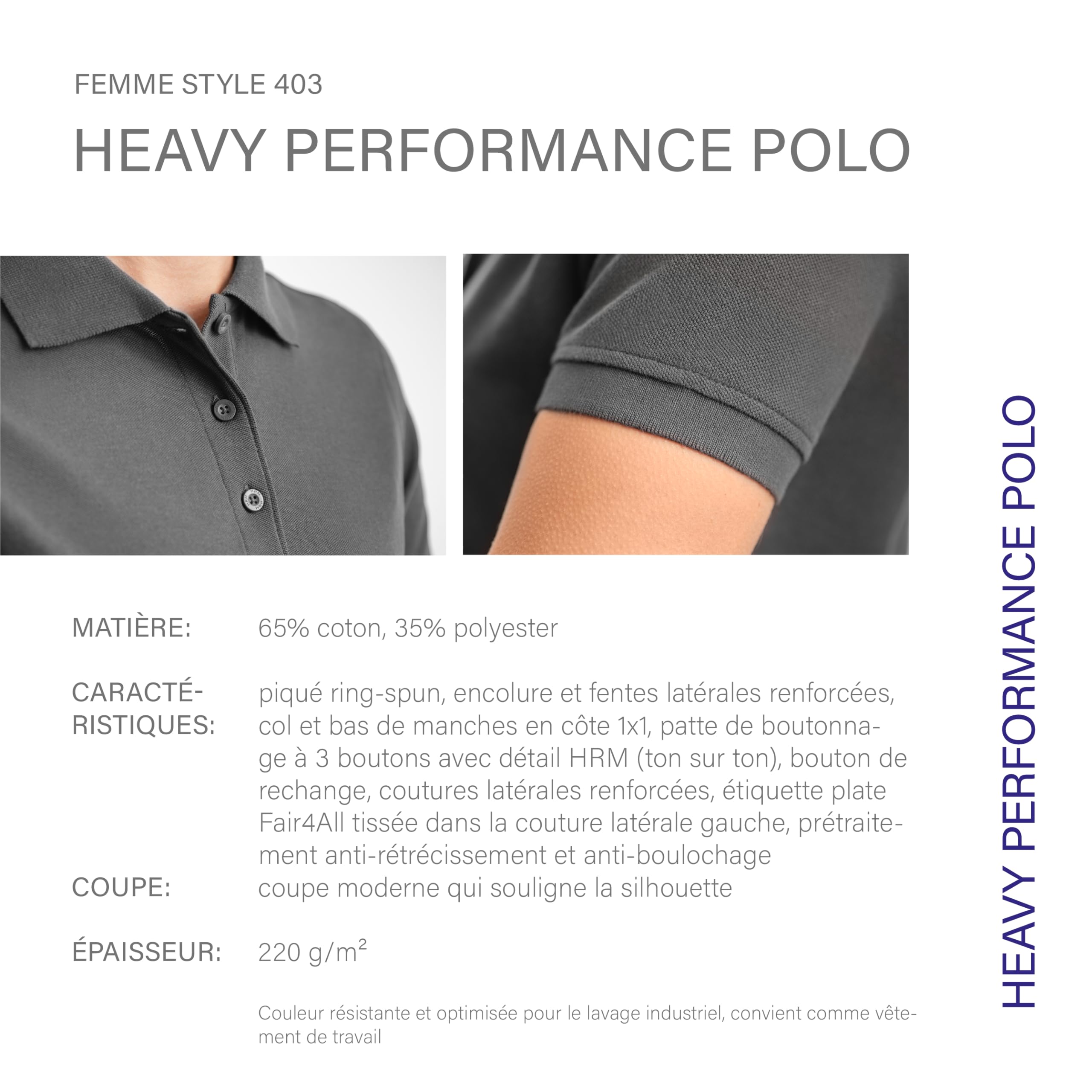 HRM Heavy Performance W Polo Shirt Femme