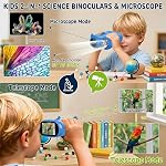 2-in-1 Kids Microscope and Telescope, 1000X Handheld Digital Microscope for Kids, 2.0" Screen, 8 LEDs, 10X Pocket Telescope for Outdoor, 1080P Camera STEM Toys Gifts for Boys Girls 4-12, Blue