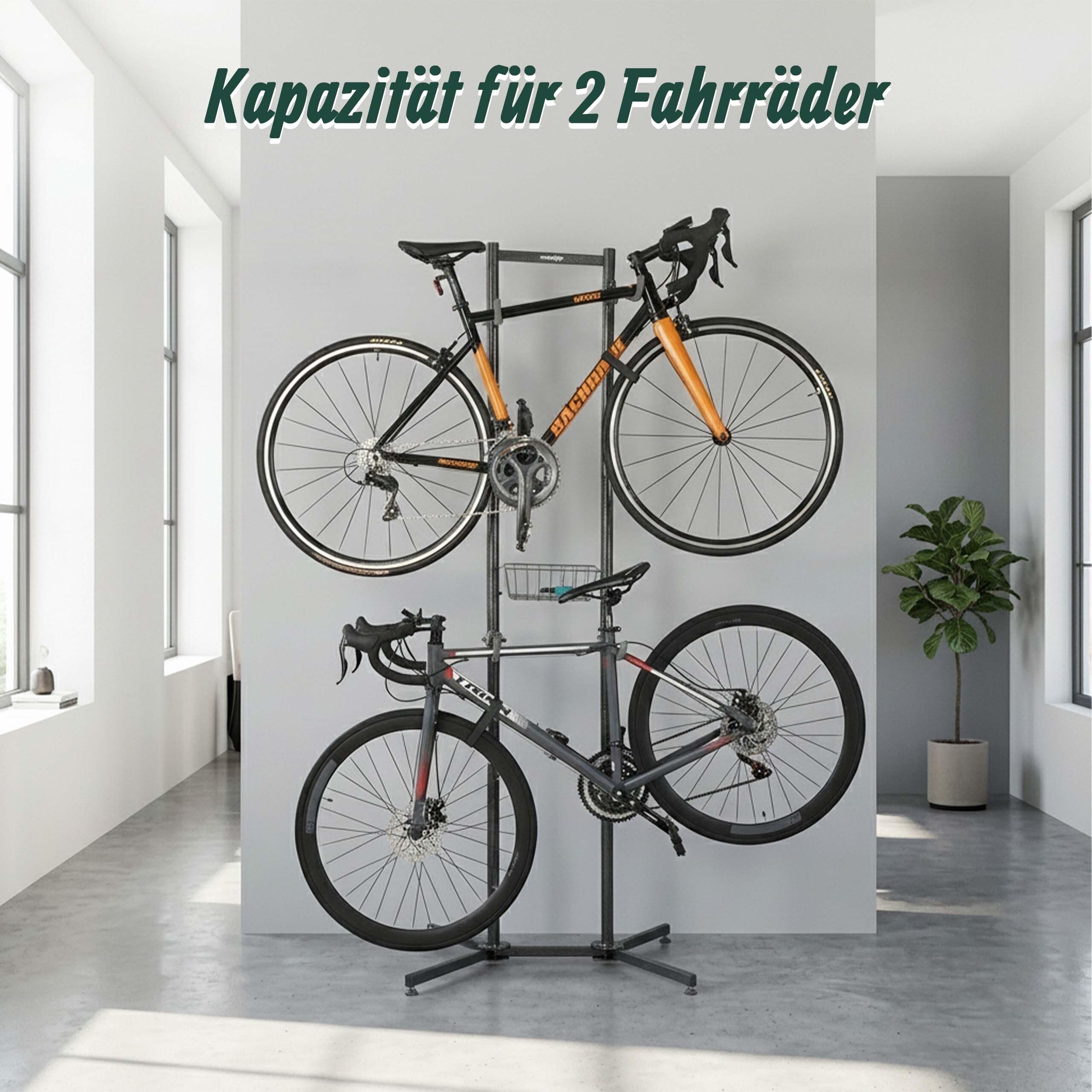 Relaxdays Fahrradständer, 2 Fahrräder, MBT, Rennrad, E-Bike, schwarz