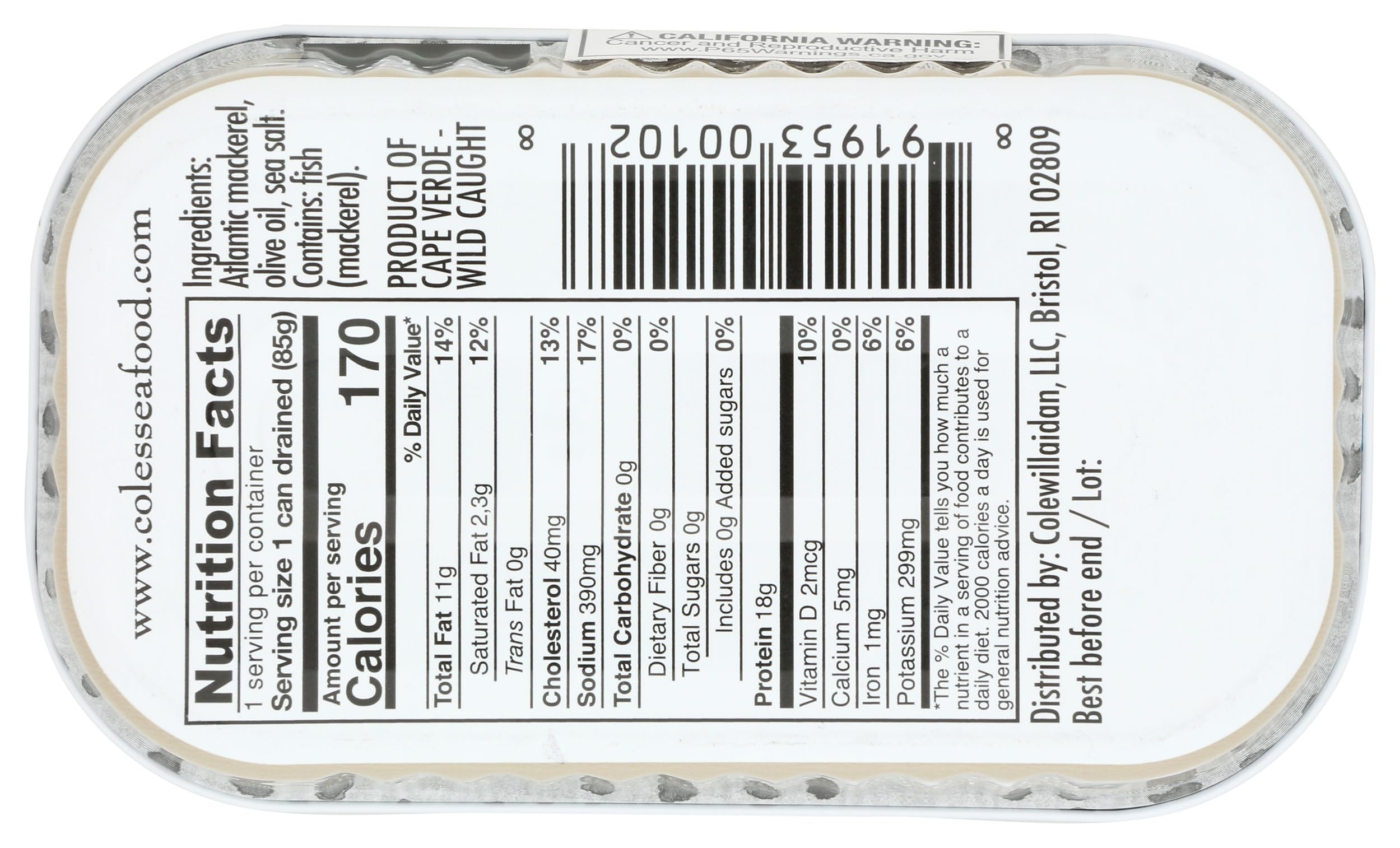 COLES MACKEREL OLIVE OIL 4.4 oz