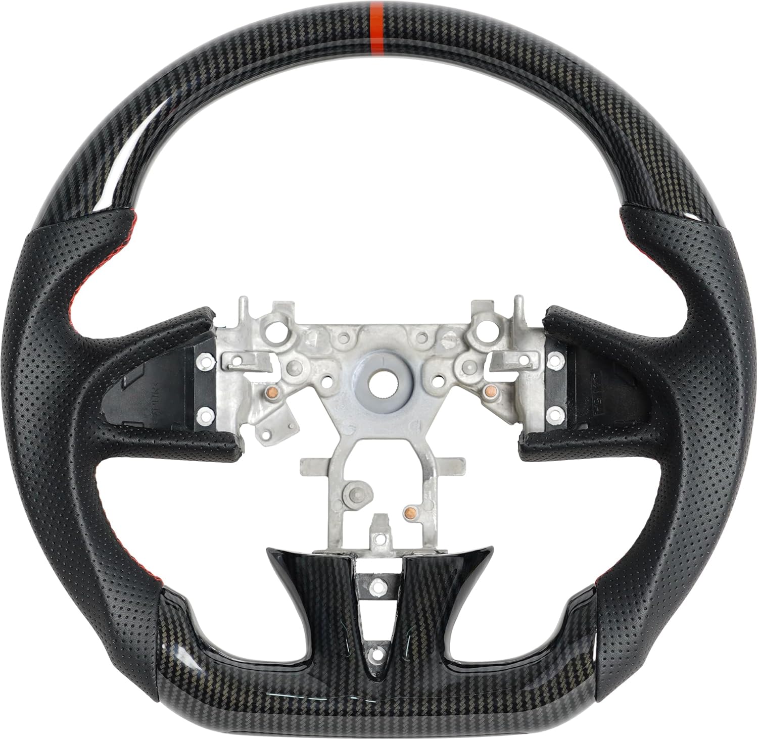 Hydro-Dip Carbon Fiber Steering Wheel for Infiniti 2014-2017 Q50 D-shaped Flat-bottom Perforated Leather Anti-Slip Steering Wheel for 2014-2017 Q50