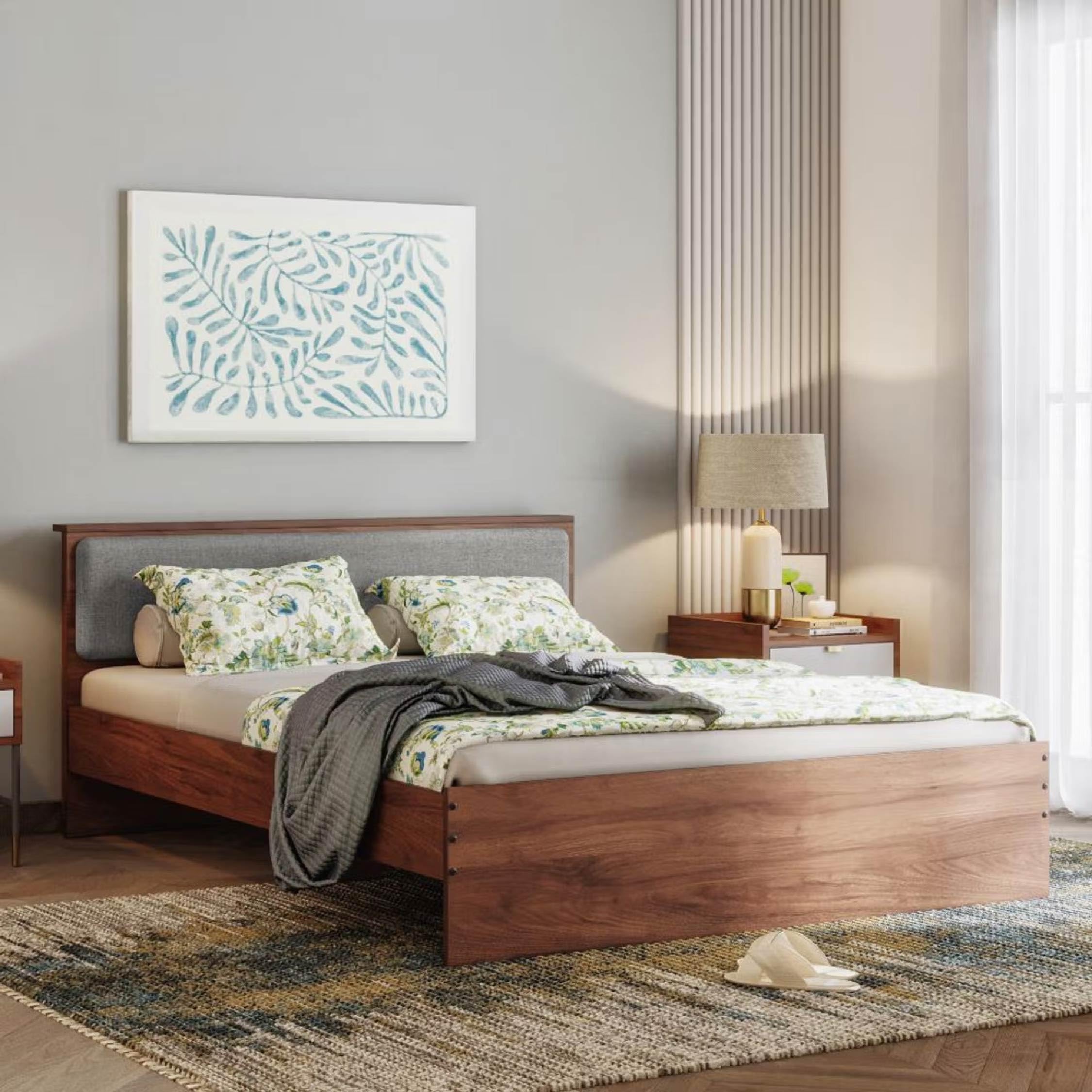 Wakefit Bed | 1 Yr Warranty | Bed Queen Size, Non-Storage, Foam-Cushioned Upholstery Headboard, Density: 680–750 kg/m³, Termite & Borer Resistant, Fits Mattresses Up to 8 Inches(Taurus 78x60-CW)