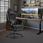 Dowinx Fabric Gaming Chair with Pocket Spring Cushion, Ergonomic High Back Gamer Chair with Footrest, Soft Breathable Fabric and Lumbar Support for Study, Home Office, and Gaming, 290 lbs