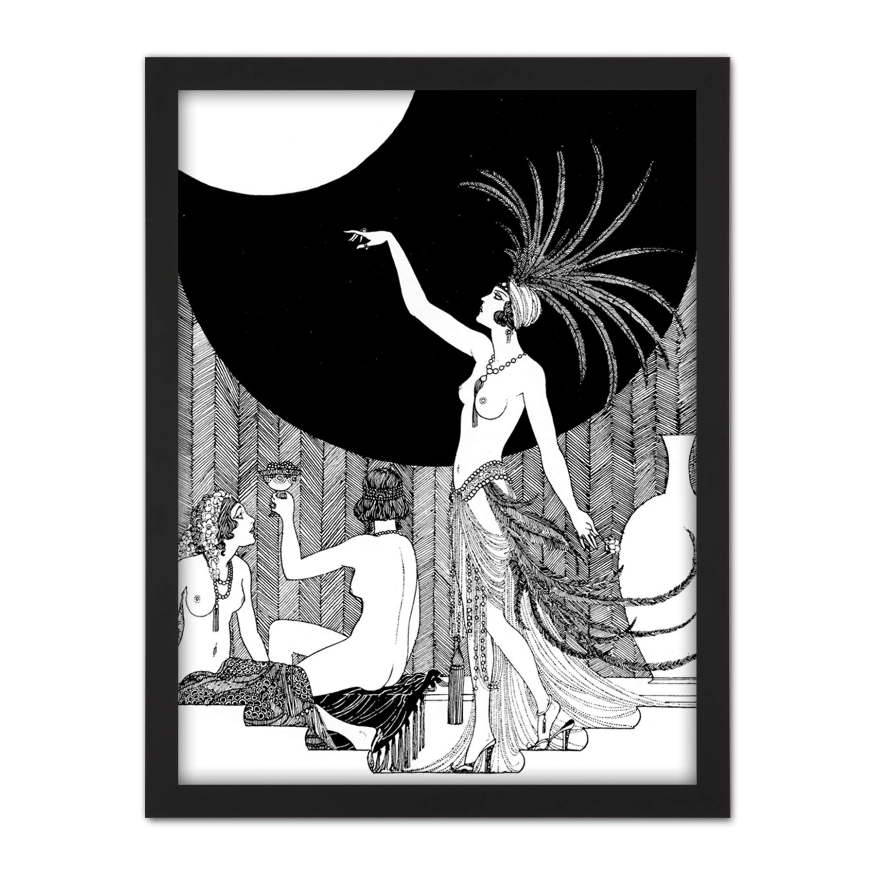 Wee Blue Coo Art Deco Harem Portrait Artwork Framed Wall Art Print 18X24 Inch