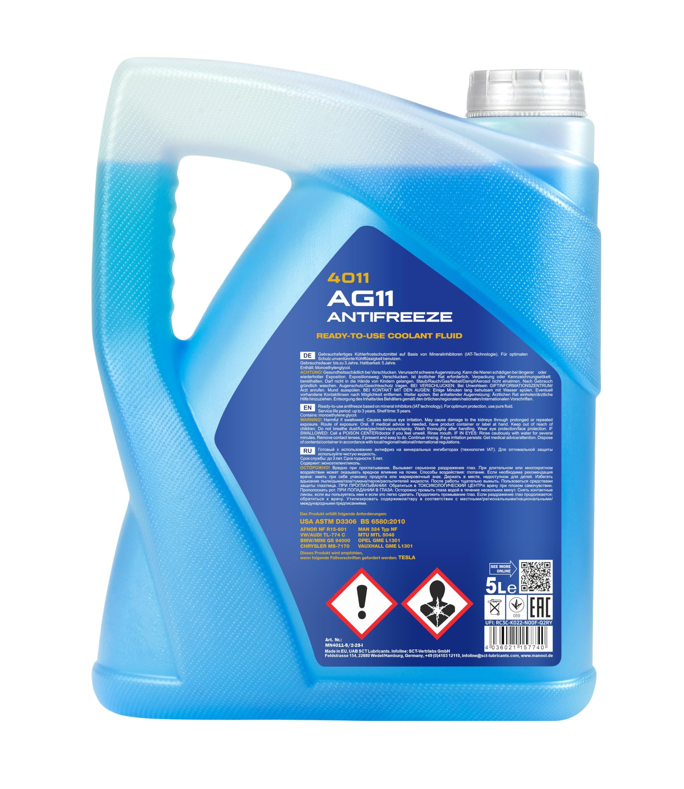 MANNOL 4011 Antifreeze AG11 (-40) Longterm 5L