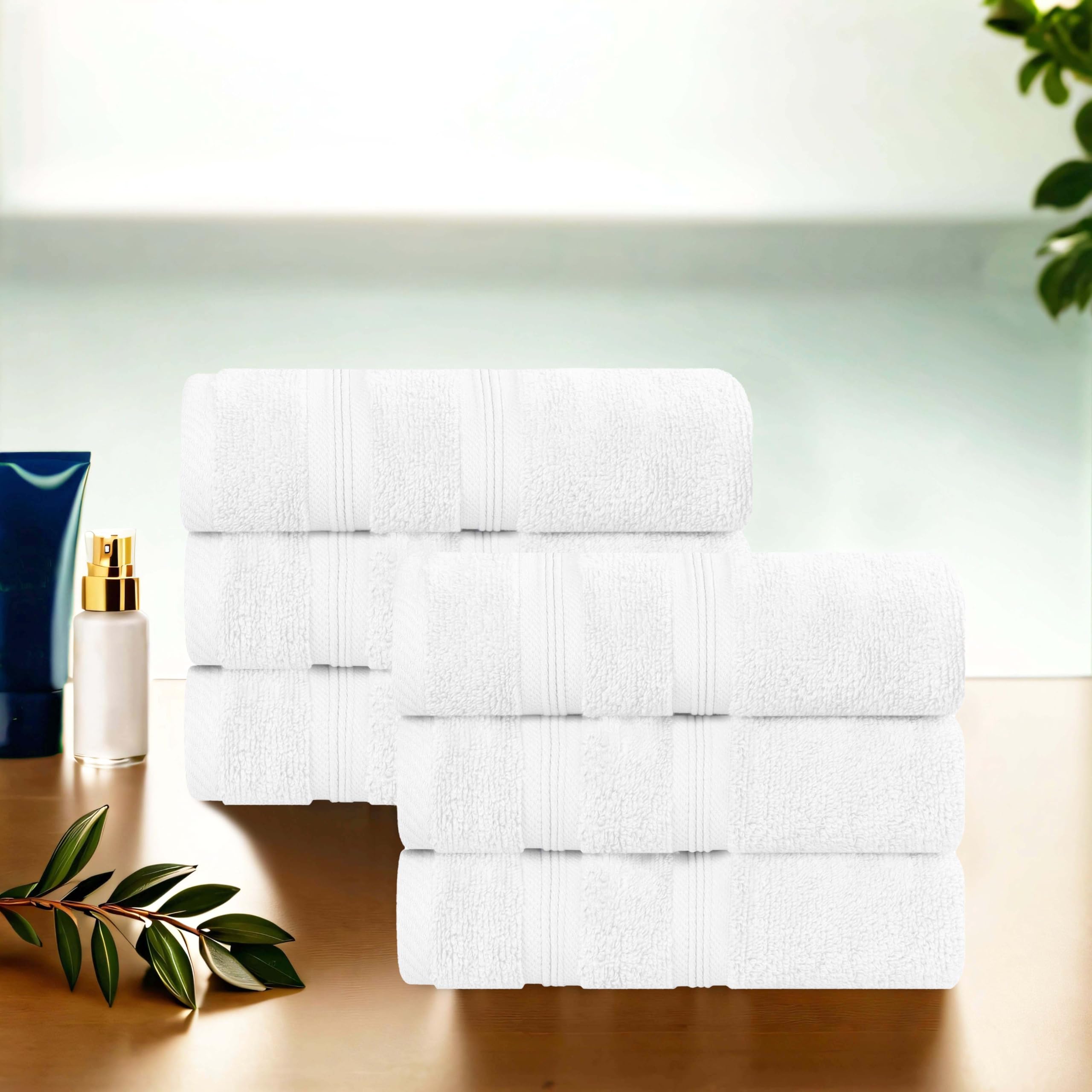 Superior Set di 6 asciugamani in cotone di alta qualità, morbidi asciugamani in peluche per spa, palestra, bagno, bagno degli ospiti, salone, cucina, arredamento, base per la casa, qualità