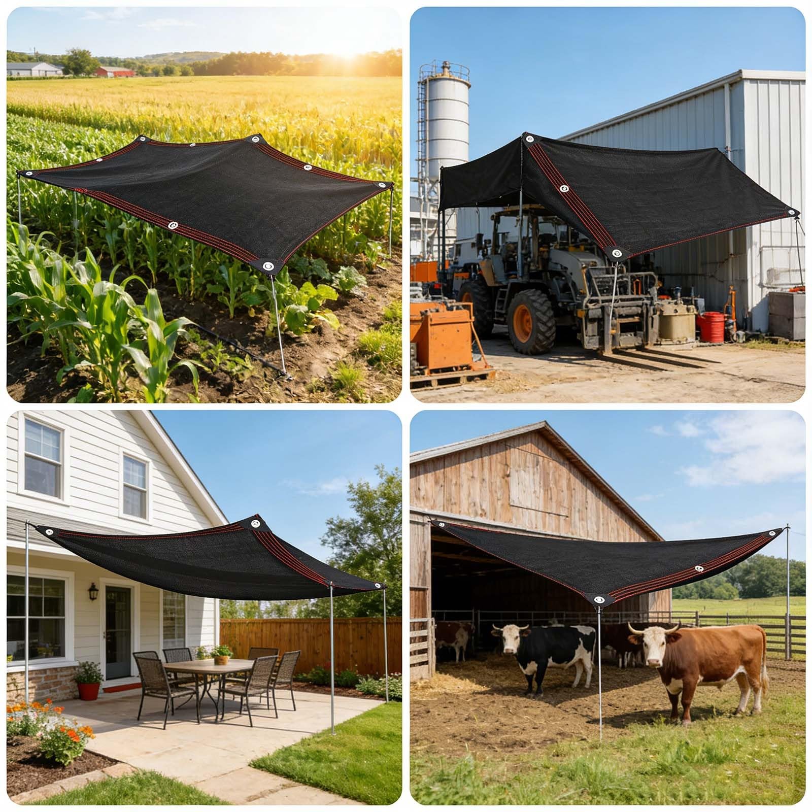 Malla de Sombreo Negra Resistente 90% Protección UV con Ojales, Toldo Grande de Red para Exteriores Malla de Ocultación para Patio, Pérgola, Garaje y Jardín(8x8 M)