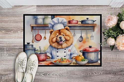 Miniatura 2 de Caroline's Treasures DAC6232JMAT Chow Chow The Chef - Tapete para puerta delantera, para interiores y exteriores, para entrada, antideslizante,