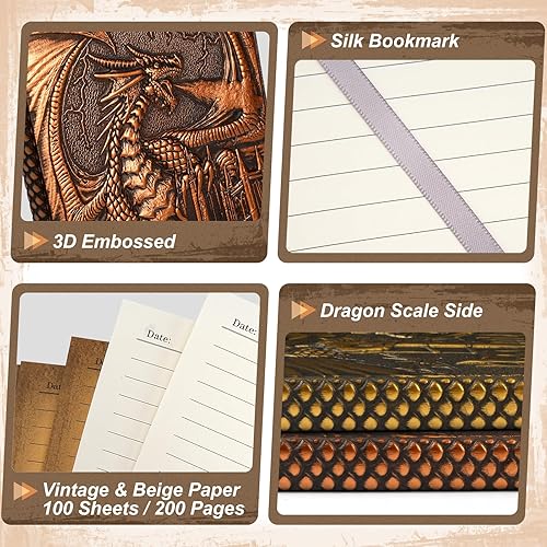 Miniatura 3 de DND - Cuaderno de diario de dragón, cuaderno en relieve de dragón 3D con bolígrafo para Calabozos y Dragones, D&D, grandes accesorios de RPG,