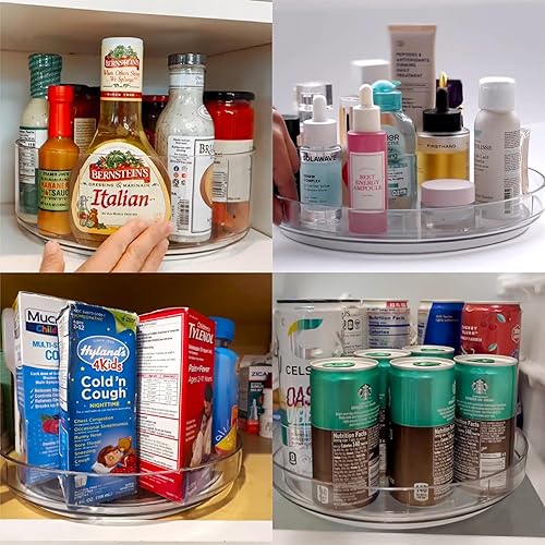 Miniatura 7 de LAMU Paquete de 3 organizadores giratorios Lazy Susan para gabinete, refrigerador de 1010.612 pulgadas, organizador giratorio de condimentos para