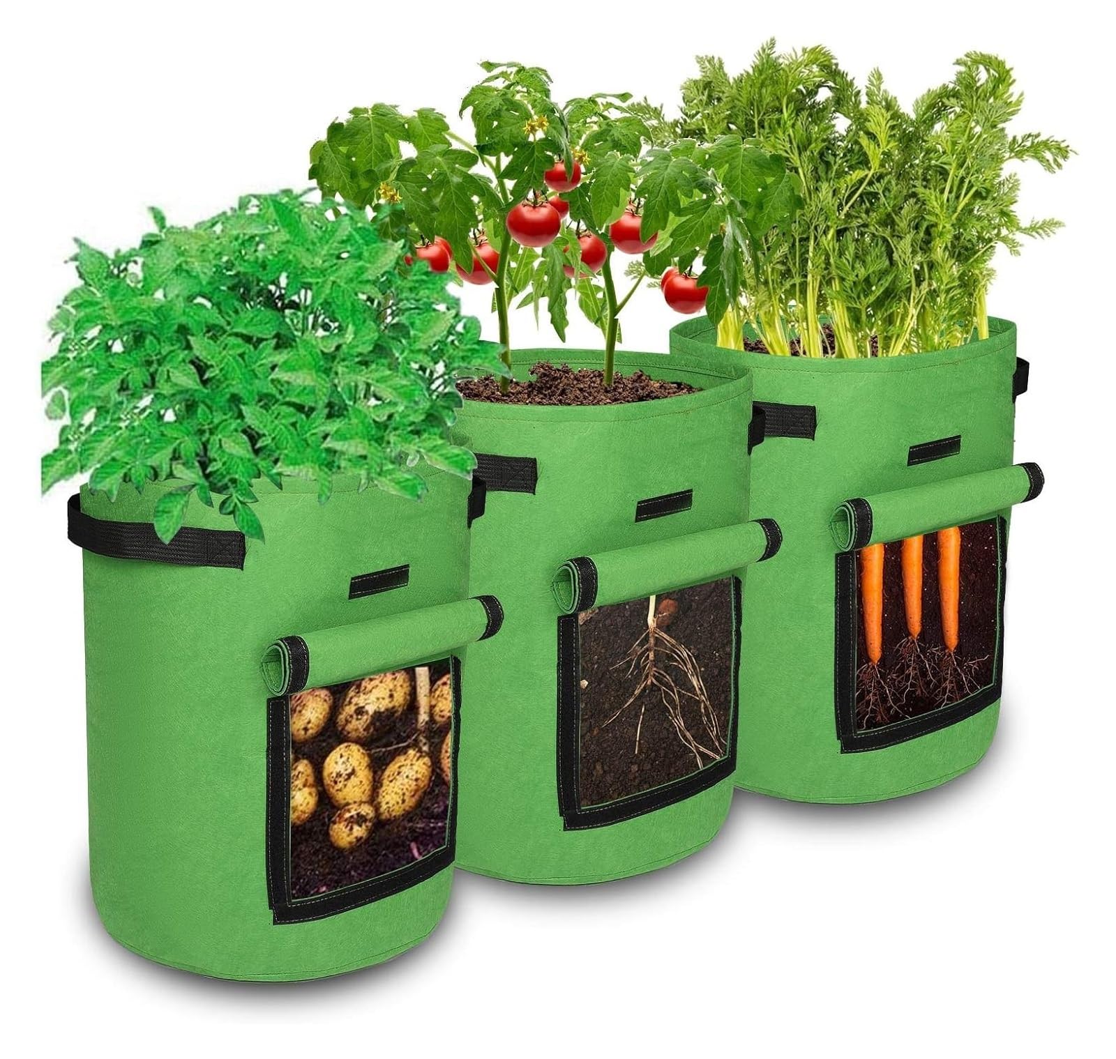 Worki do uprawy ziemniaków, Torby do uprawy ziemniaków, 10-galonowe pojemniki sadzenia z klapką i uchwytami, opakowanie 3 szt(Potato Grow Bags)