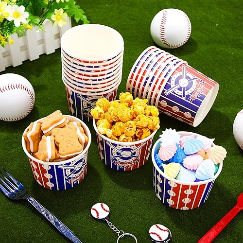 Miniatura 2 de 50 tazas de papel para fiestas deportivas de 9 onzas, cuencos de postre desechables, tazones de postre para aperitivos, tazones de papel desechables