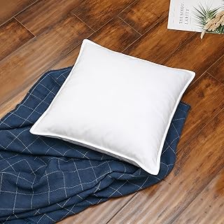 oppelschicht-Kissen-80x80cm, Außen 100% Baumwolle, Innen Polyester Anti-Federstoff, Füllung: 1800g 10% Gänsedown & 90% Gänsefeder, Weich & Stützend