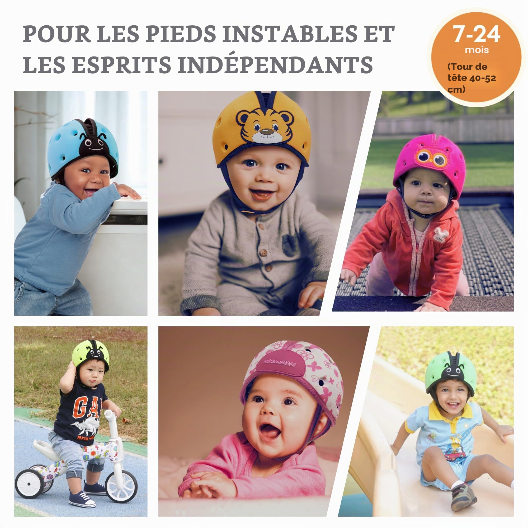 SafeheadBABY: Primé de Casque de sécurité pour bébé, Casque de Marche et de Rampe pour bébé, Protection de la tête des Tout-Petits, Extensible et réglable, Ultra-léger, testé et certifié
