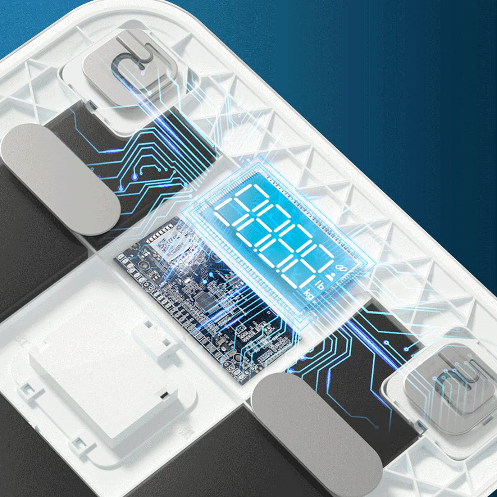 JINGYAN Básculas digitales Escala de peso, escala baño cuerpo digital precisión con tecnología pisada, vidrio templado 6 mm fácil leer retroiluminado LCD Monitor