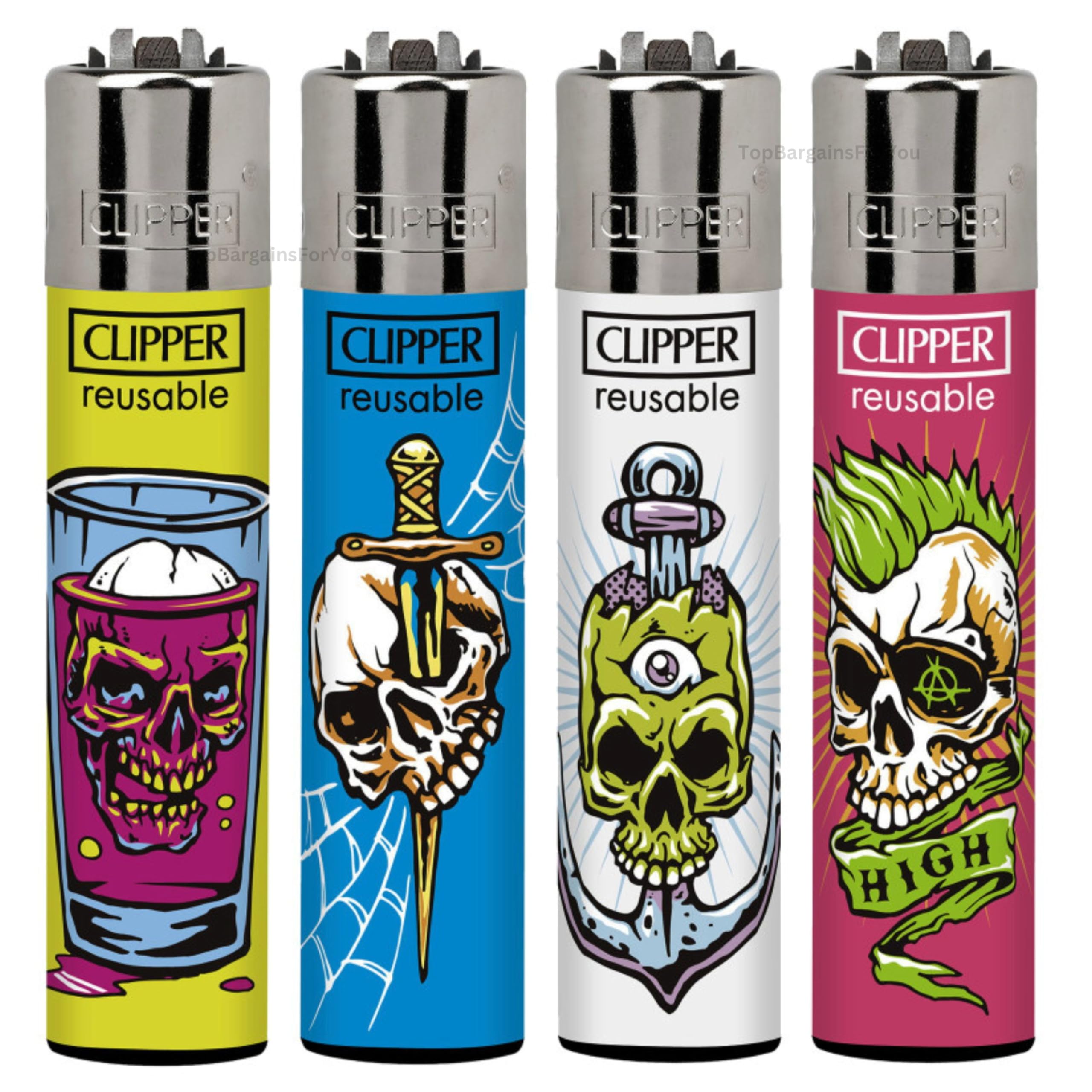 4 x Clipper Lighter Set Gas Refillable Windproof Lighters Standarad Size Replaceable Flint Rare Limited Edition (Planet Flowers 1) — view 36