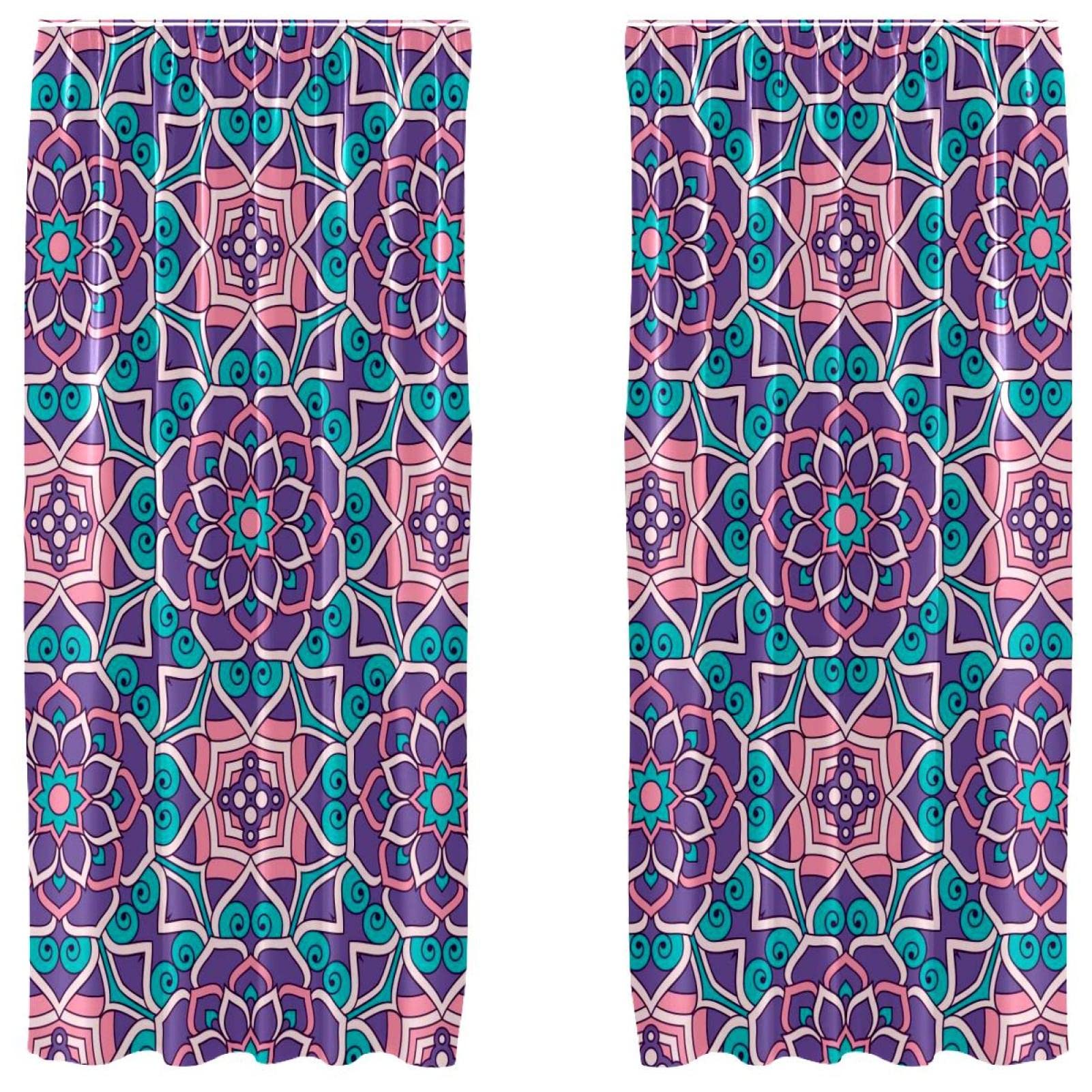 Rideaux occultants pour chambre bloquant la lumière avec motif mandala