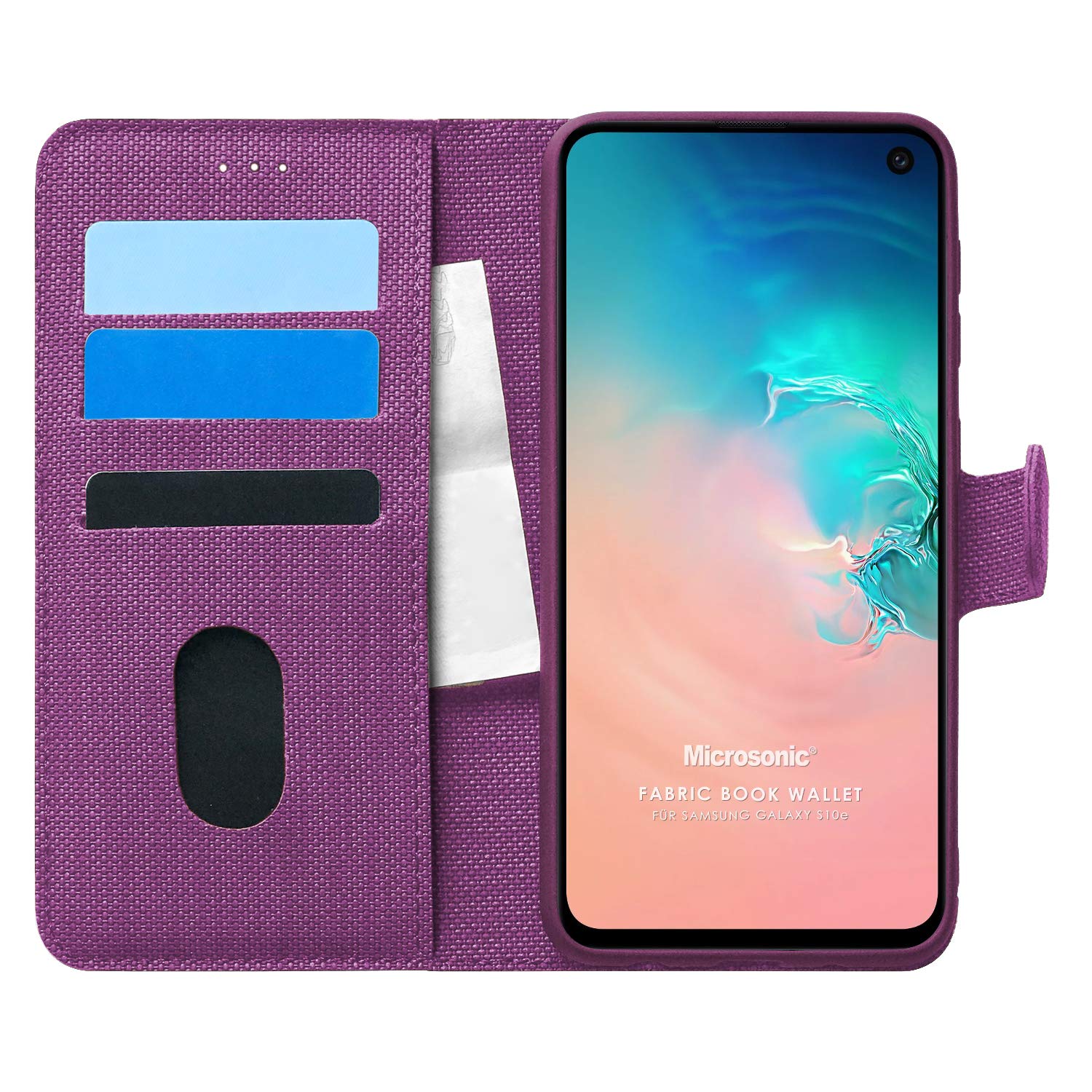 Microsonic Samsung Galaxy S10E için Kılıf Fabric Book Wallet Mor [Galaxy S10e ile Uyumlu Kılıf - Mor]
