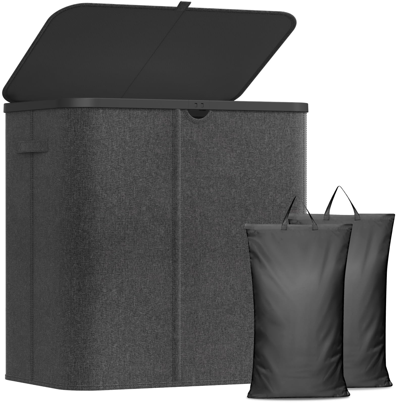 Lifewit 145L Large Laundry Hamper with Lid, Removable Inner Bag, Dark Gray