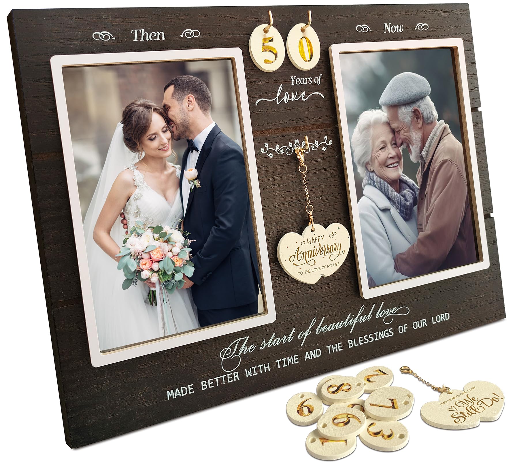 A'arkaJ Anniversary Wedding Gifts for Couple Parents Wife Husband, Then & Now Anniversary Picture Frames