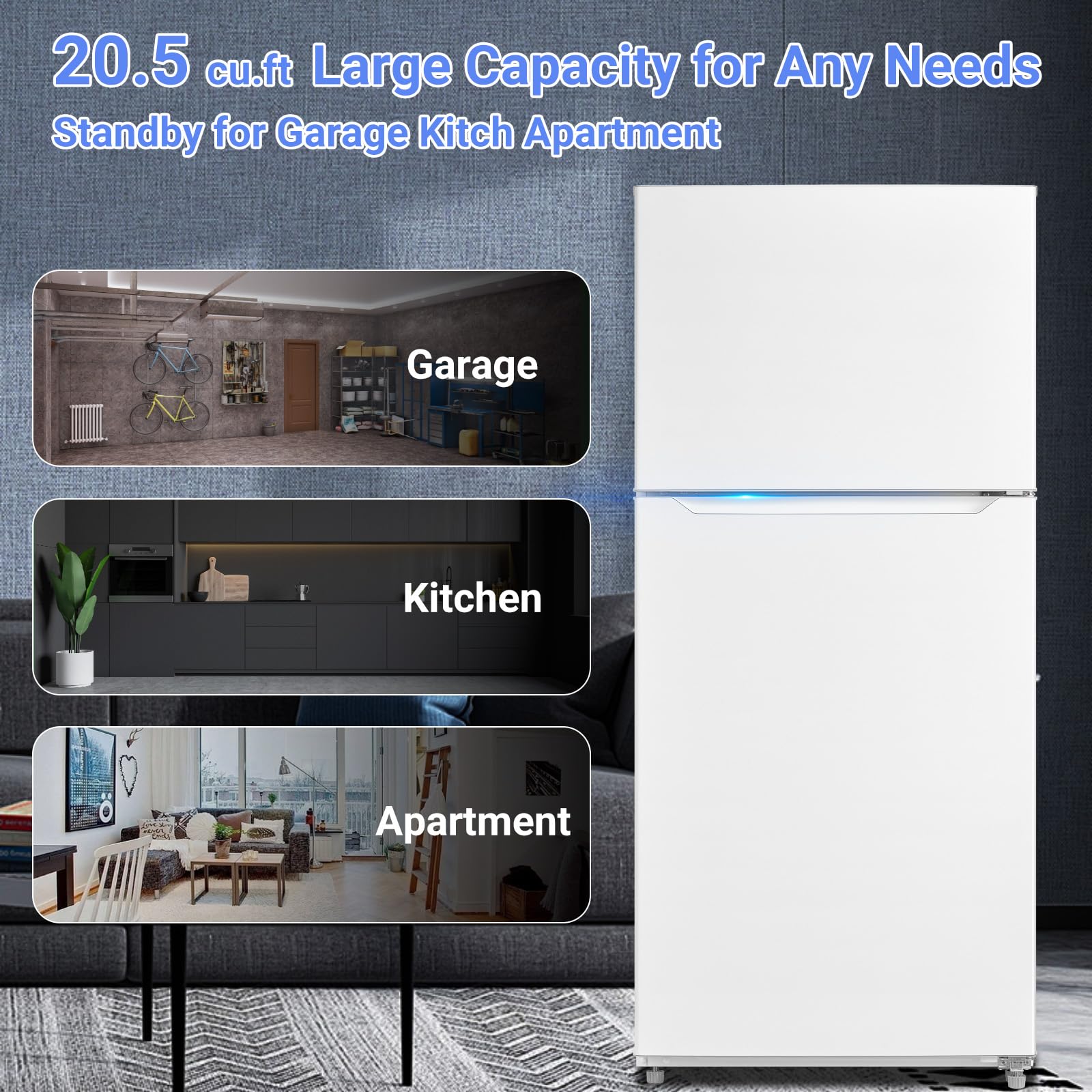 Smad 20.5 Cu.Ft Refrigerators 30 Inch Wide Garage Ready Refrigerator With LED Light And Reversible Door Top Freezer Refrigerator Total No Frost For Home Dorm Kitchen 66 Inch Tall White on Fridge.com - View 6