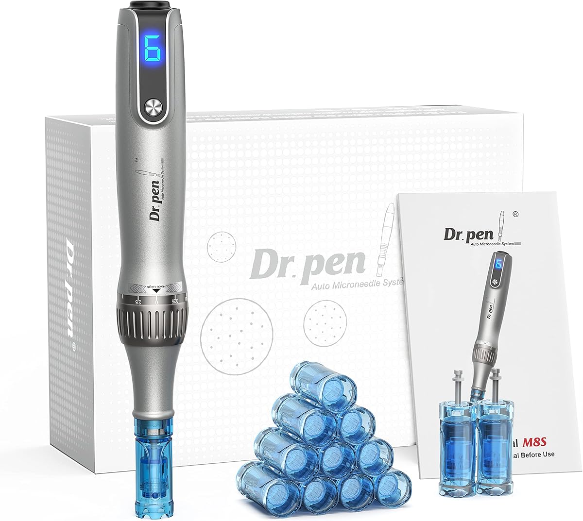 Dr. Pen Ultima M8S Microneedling Pen: Wireless Microneedling Pen- 12 Replacement Cartridges