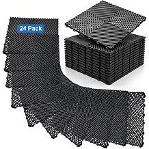 24 Pack Drainage Interlocking Tiles, 15.7" x 15.7" Modular Interlocking Floor Tiles, Anti-Slip Waterproof Soft PVC Splicing Flooring Tile for Garage, Patio, Pool, Bathroom 15.7" x 15.7" x 0.7"
