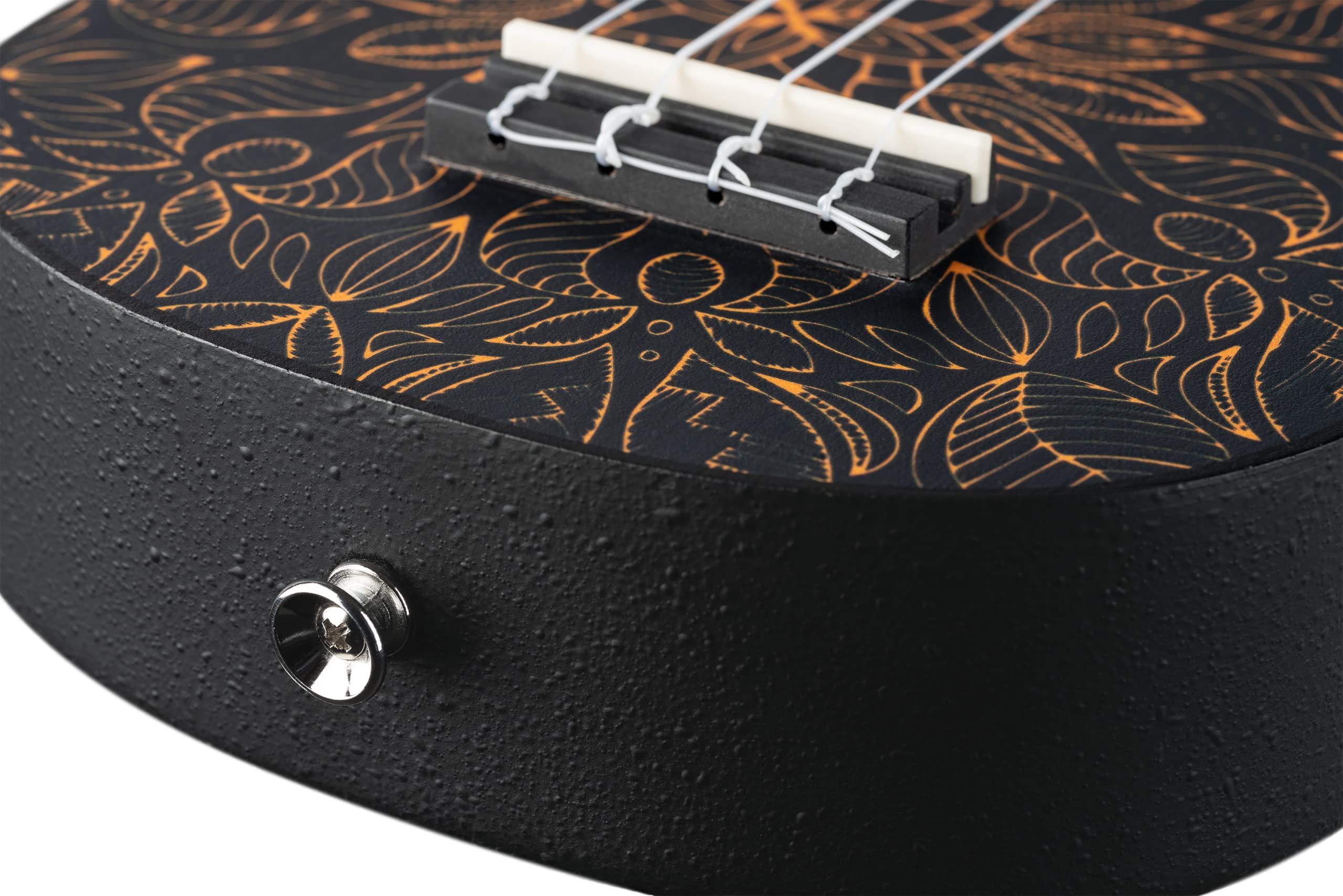 Ortega Guitars Ukulélé Soprano Super Scale Acoustique – Série Keiki K2 – Accessoires Inclus – Agathis / ABS, Kaléidoscope Orange (K2SS-OKC)