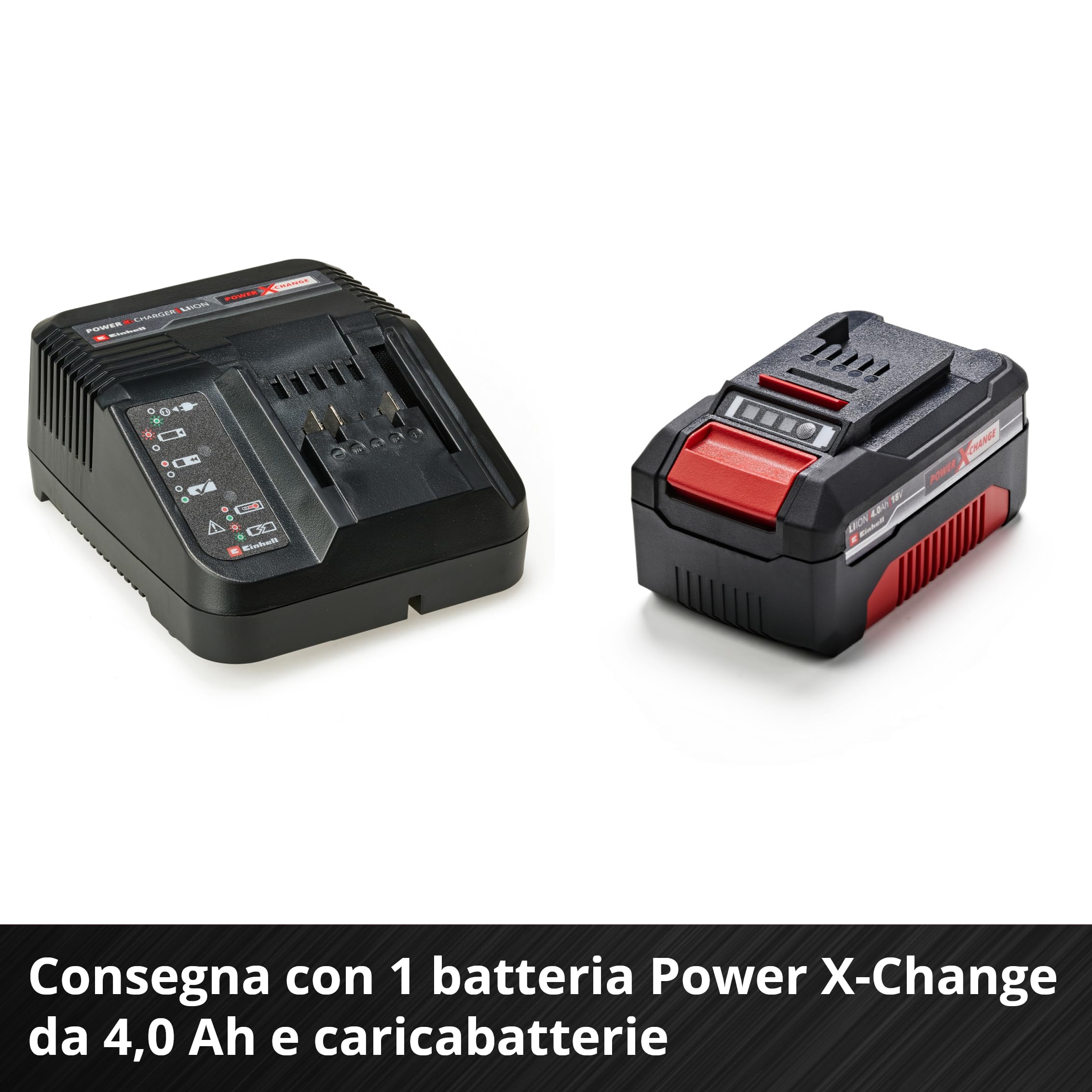 Einhell GE-CM 18/33 Li - Kit (1x4,0Ah) Tagliaerba a batteria Power X-Change (18 V, 4,0 Ah, taglio 33 cm, raccolta 30 L, ruote ant. 150 mm, post. 180 mm, incl. batteria da 4 Ah e caricabatteria)