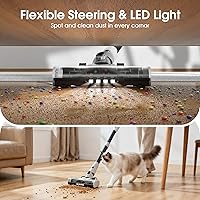 Vista 5 de Cordless Vacuum Cleaner, 600W 50KPA 70Mins Runtime Fast Charging Vacuum Cleaner, Self-Standing LED Light Touch Screen Stick Vacuum for Home Light
