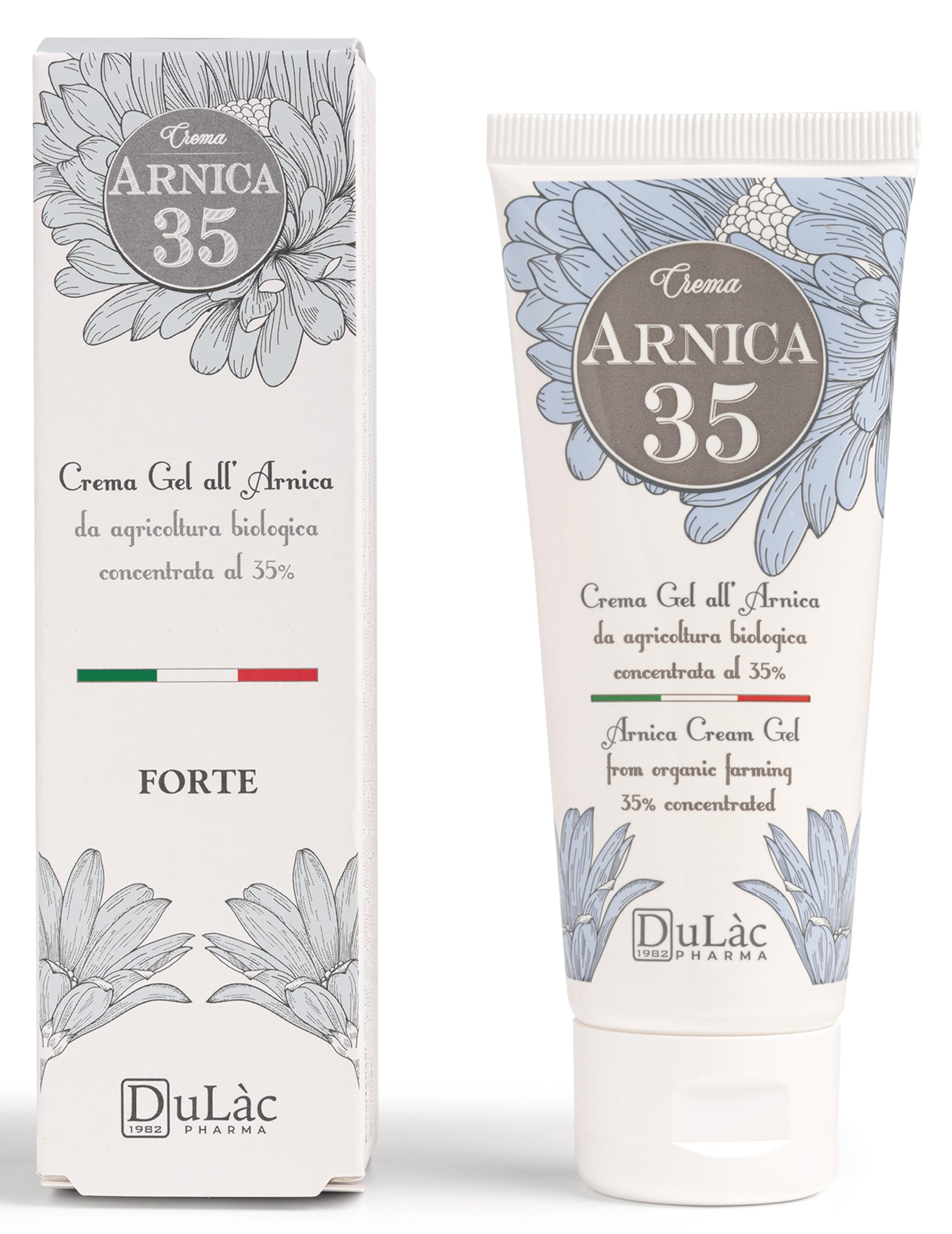 Arnica 35-35% Organic Arnica Gel Cream, with Peppermint and Eucalyptus, Strong Action, for Massaging The Skin of Muscles and Joints, Made in Italy, 75 ml