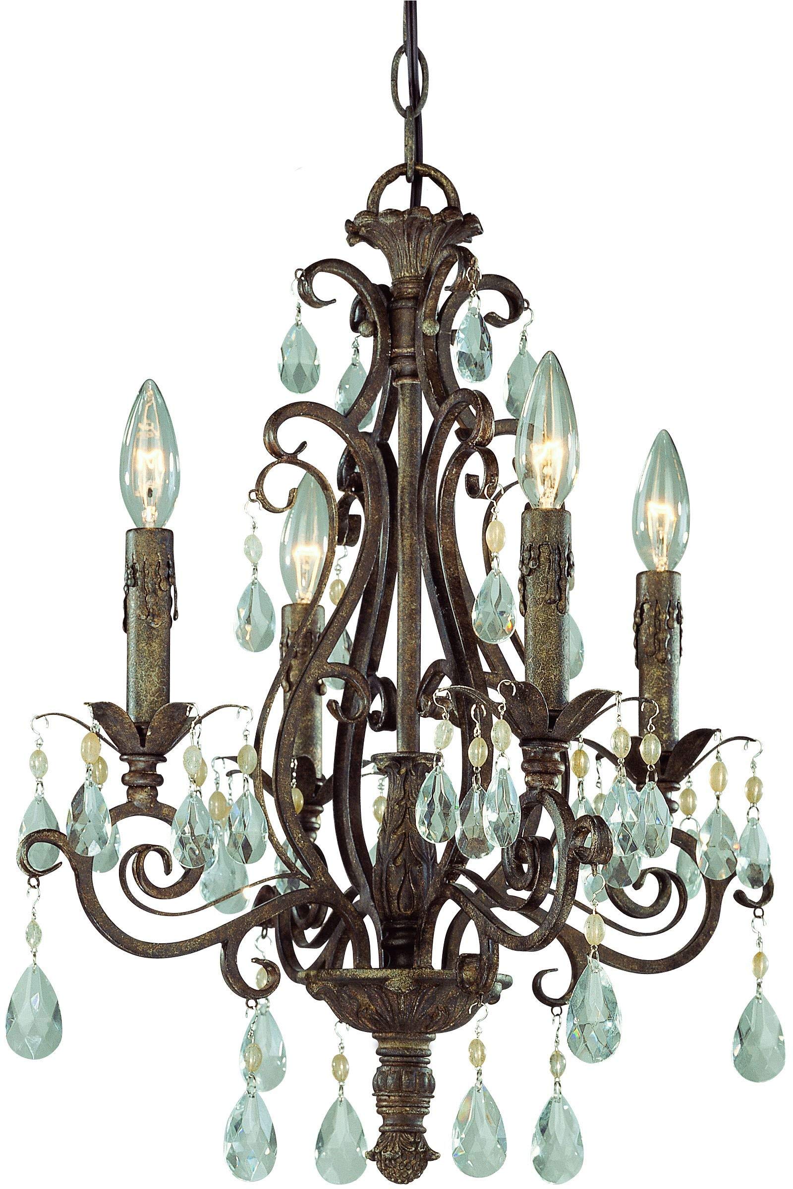 Craftmade 25624-FR Englewood European Crystal Chandelier Lighting, 4-Light, 240 Watts, French Roast (17" W x 21" H)