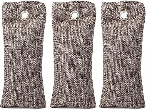 INUAZA Pack of 3 Activated Bamboo Charcoal Odour Absorber, 75g, Natural, Non-Toxic, Reusable, Long-Lasting Freshness, 3 Pack