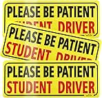 JUSTTOP 3pcs Student Driver Magnet for Car, Please Be Patient Student Driver, New Drivers Sticker Safety Warning, Magnetic Reflective Rookie Driver Bumper Sticker (Black&Red)