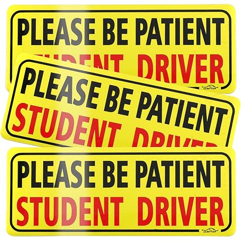 JUSTTOP 3pcs Student Driver Magnet for Car, Please Be Patient Student Driver, New Drivers Sticker Safety Warning, Magnetic Reflective Rookie Driver Bumper Sticker (Black&Red)