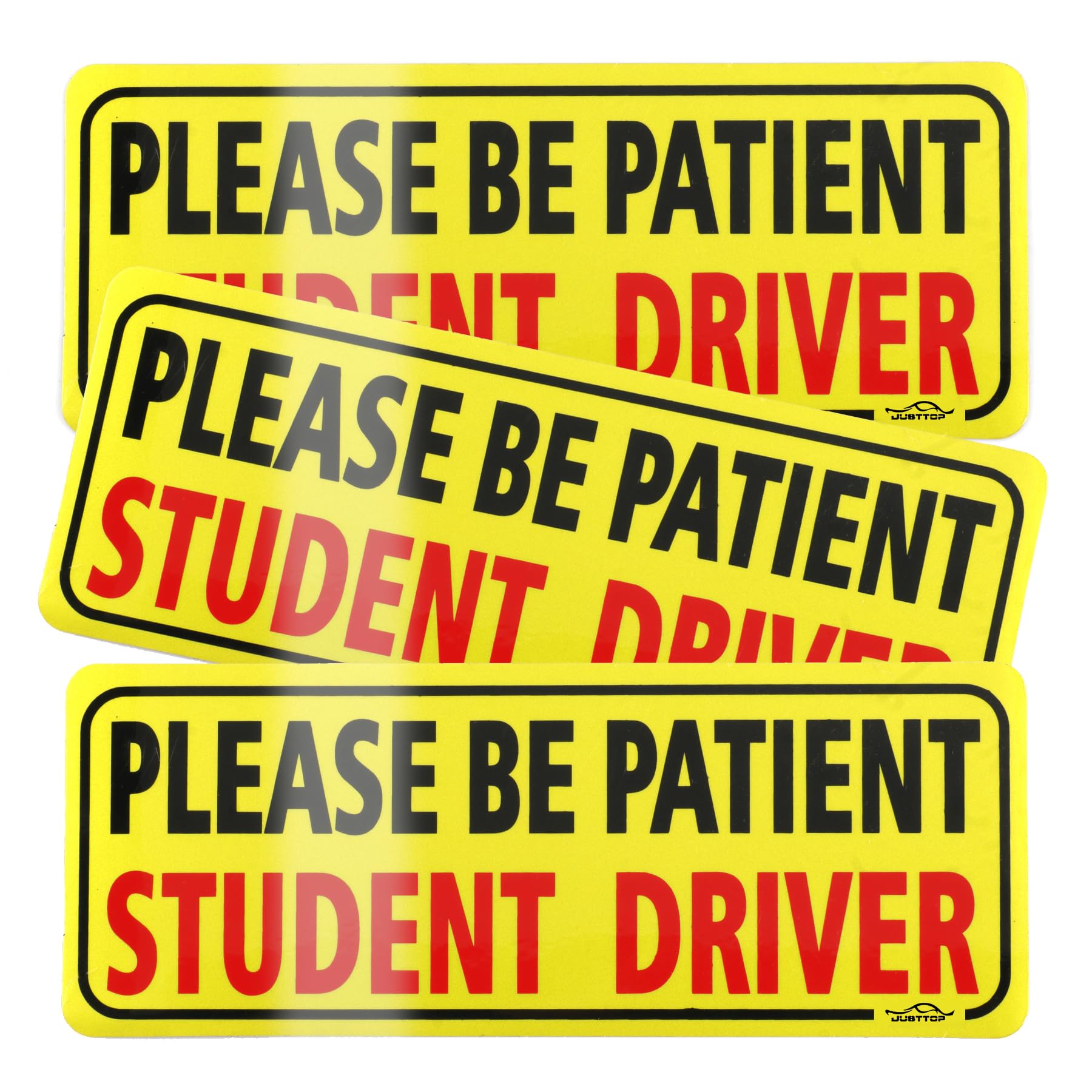 JUSTTOP 3pcs Student Driver Magnet for Car, Please Be Patient Student Driver, New Drivers Sticker Safety Warning, Magnetic Reflective Rookie Driver Bumper Sticker (Black&Red) Black&red Magnet Student
