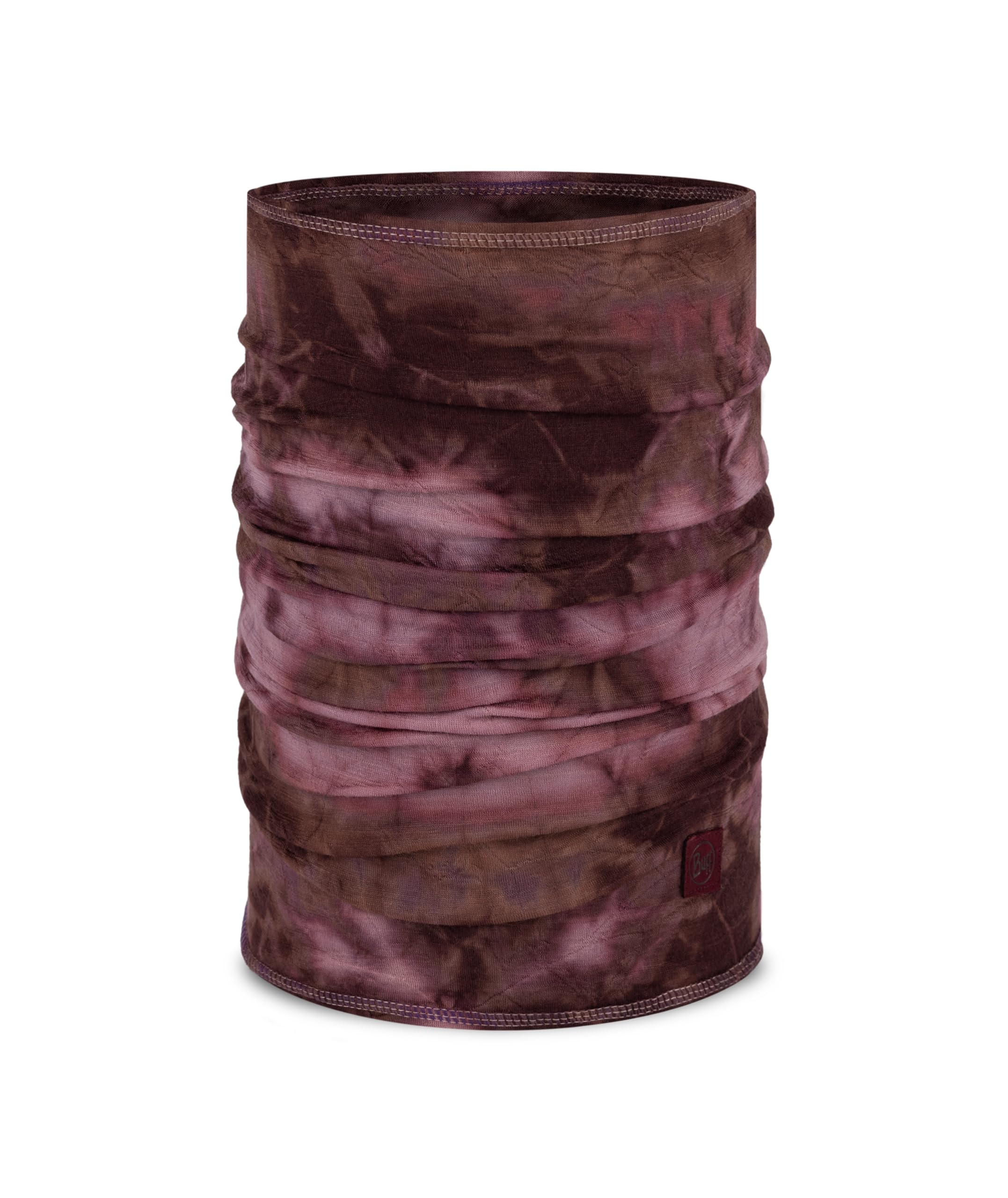 Buff Lightweight Merino Wool Neck Gaiter, 100% Ethically Sourced Wool, Versatile, Temperature Regulating Face Mask, Natural Tye Dye Burgundy, Adult Size