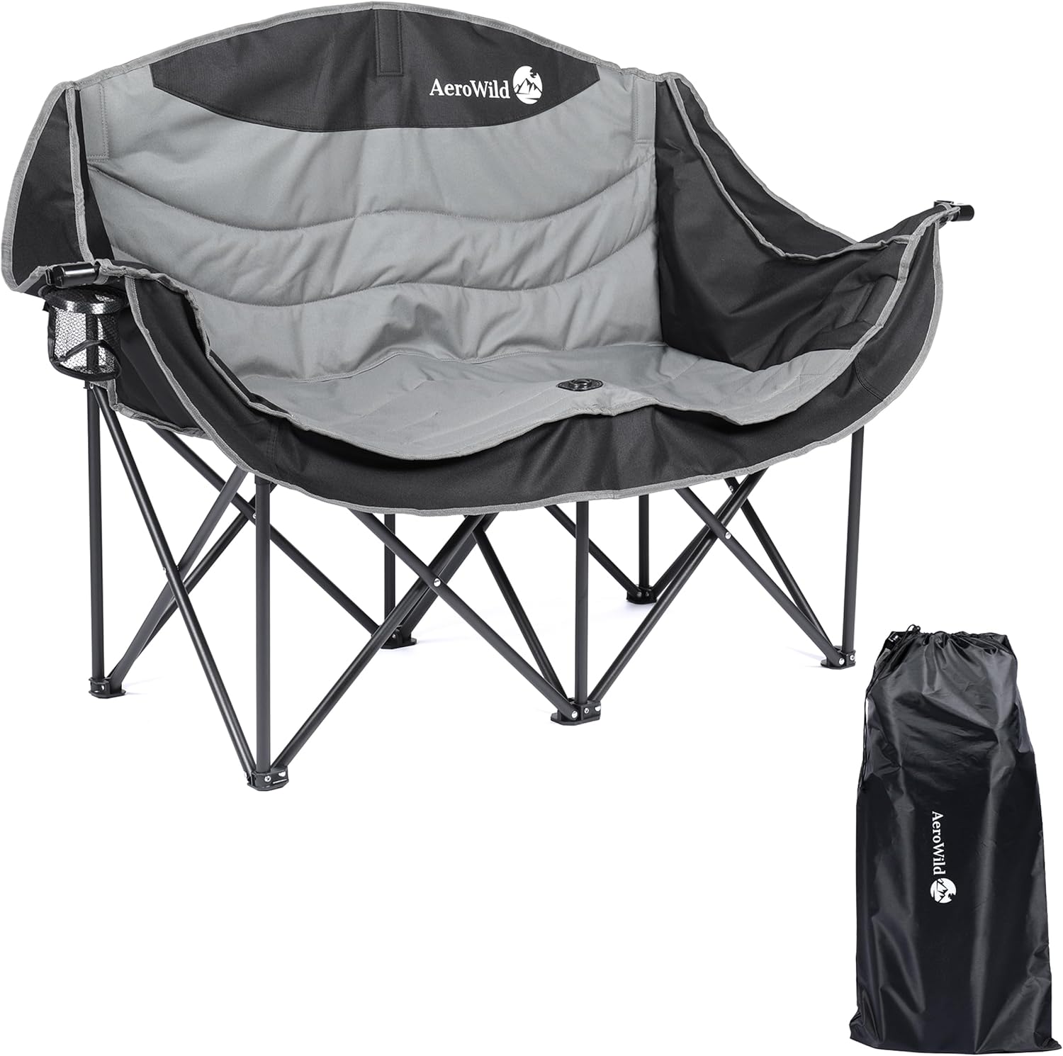 SIMILAR TO STOCK PICTURES  Double Camping Chair – Portable Loveseat for 2 Adults with 600 lbs Support – Water & UV Resistant Folding Outdoor Chair for Beach, Picnic, Camping