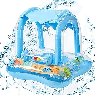 Baby Pool Float with Canopy,Blow Up Swimming Pool Toys for Toddlers,Toddler Pool Float,Baby Pool Float,Toddler Pool Float for Baby 6-36 Months