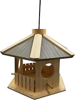 Dehner Natura Premium Wildvogel Futterhaus Dakota, Futterstation für Wildvögel, Vogelhaus wetterfest/hängend, inkl. Aufhängevorrichtung, ca. 30 x 26 x 22 cm, aus FSC-zertifiziertem Kiefernholz product image