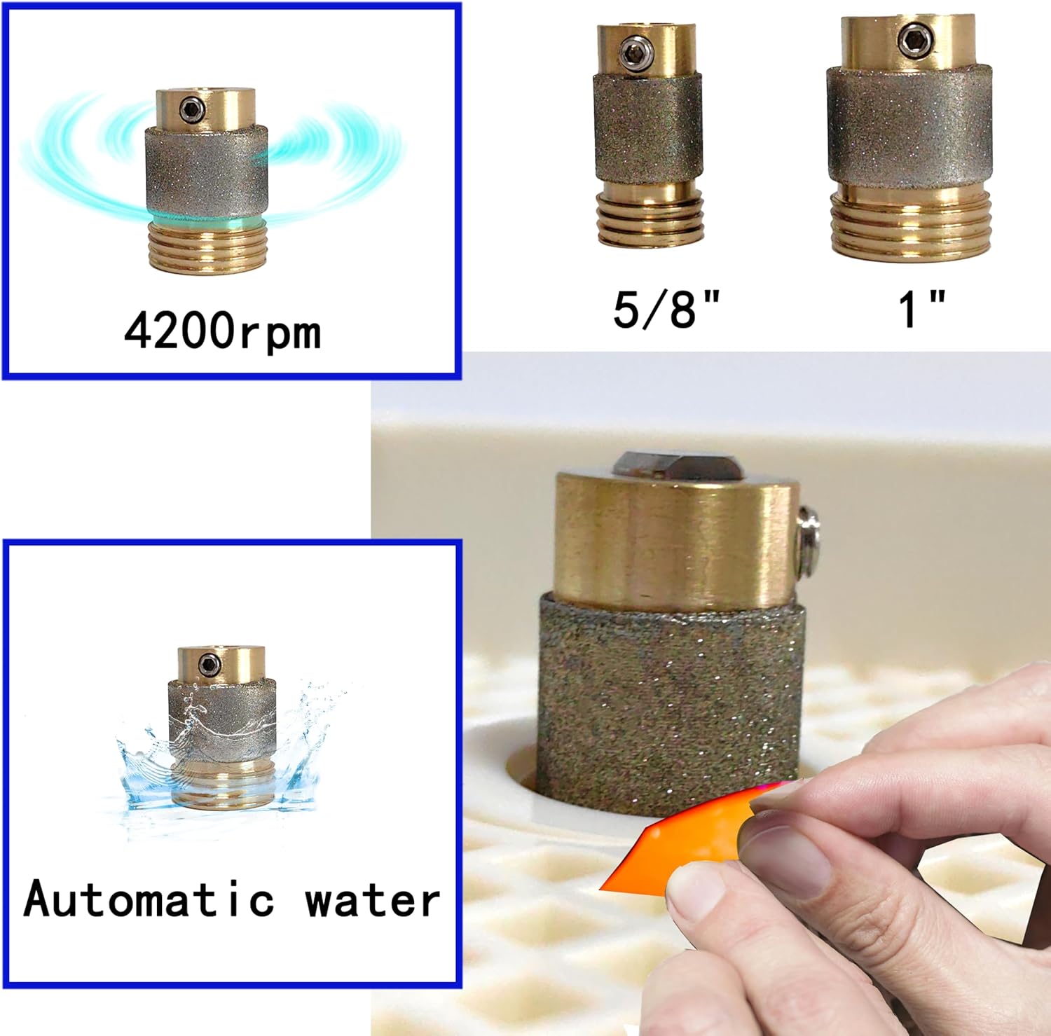 Stained Glass Grinder with 5/8" & 1" Diamond Grinder Bit, Acrylic Baffle, 4200RPM Stain Glass DIY Tool, Blue