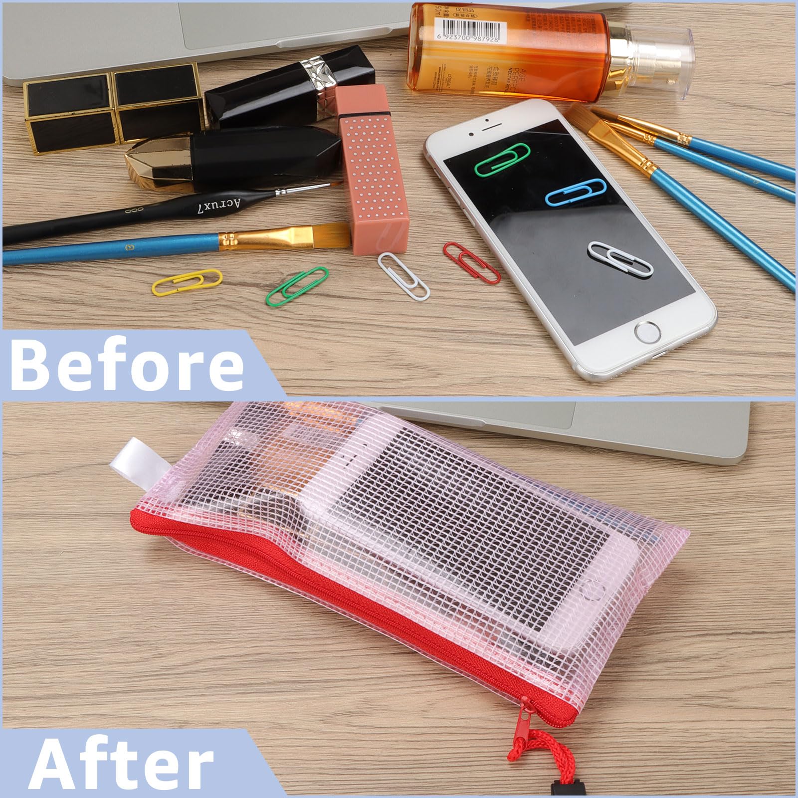 LaBlanc - Pochette Plastique A4+A5+A6, 15PCS Pochette Zippée