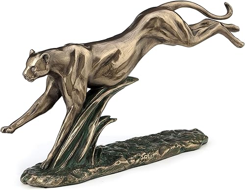 Miniatura 1 de Veronese Design Decoración de mesa de estatua de animal africano con acabado de bronce guepardo abstracto de 6.5 pulgadas