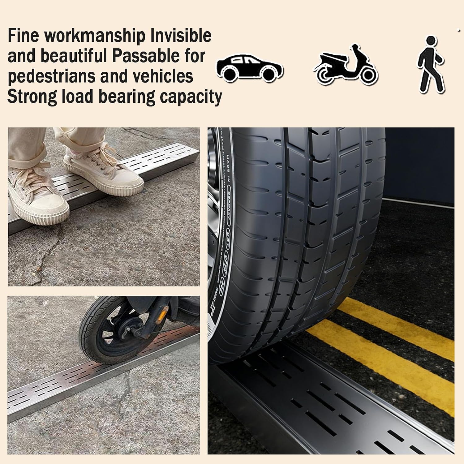 Custom Trench Drain Kit with Outlet Stainless Steel Driveway Water Diverter Patio Garage Gutter System 20x8cm Floor Drainage Solution for Effective Water Management