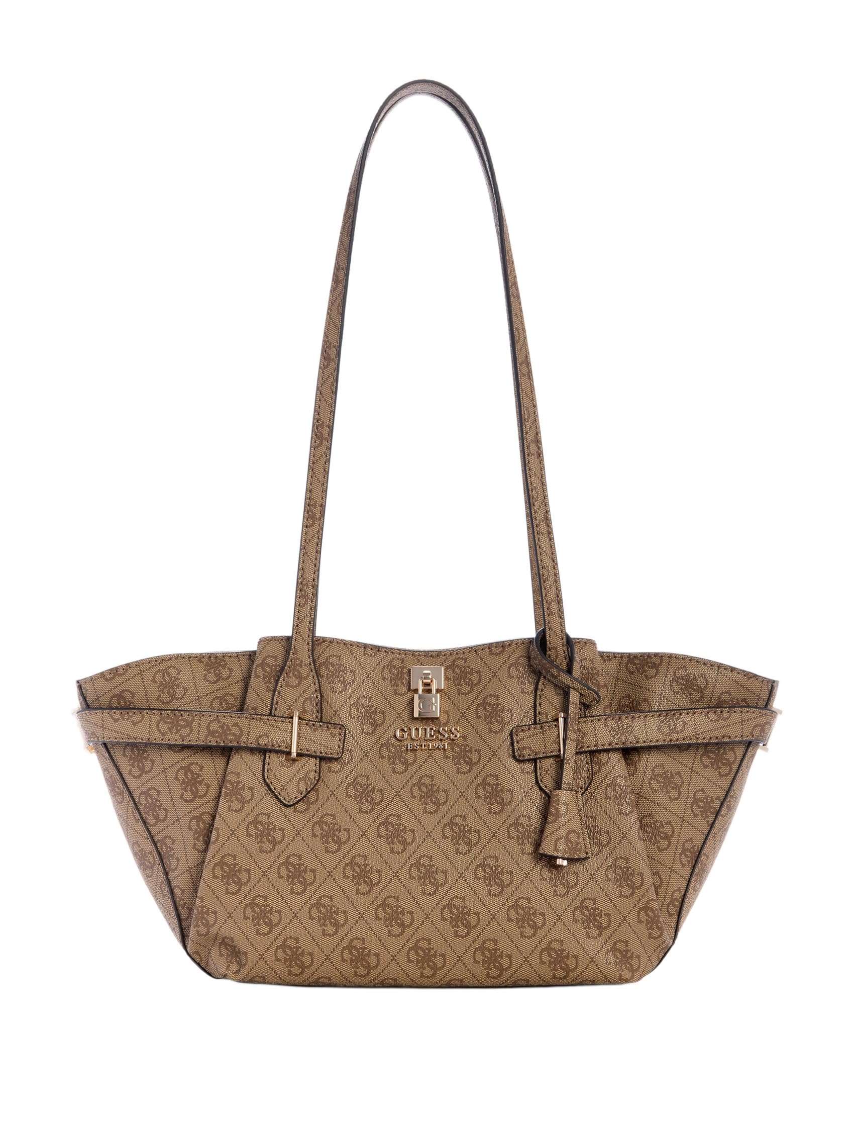 GUESS Schultertasche Yesba Girlfriend Latte Logo Braun