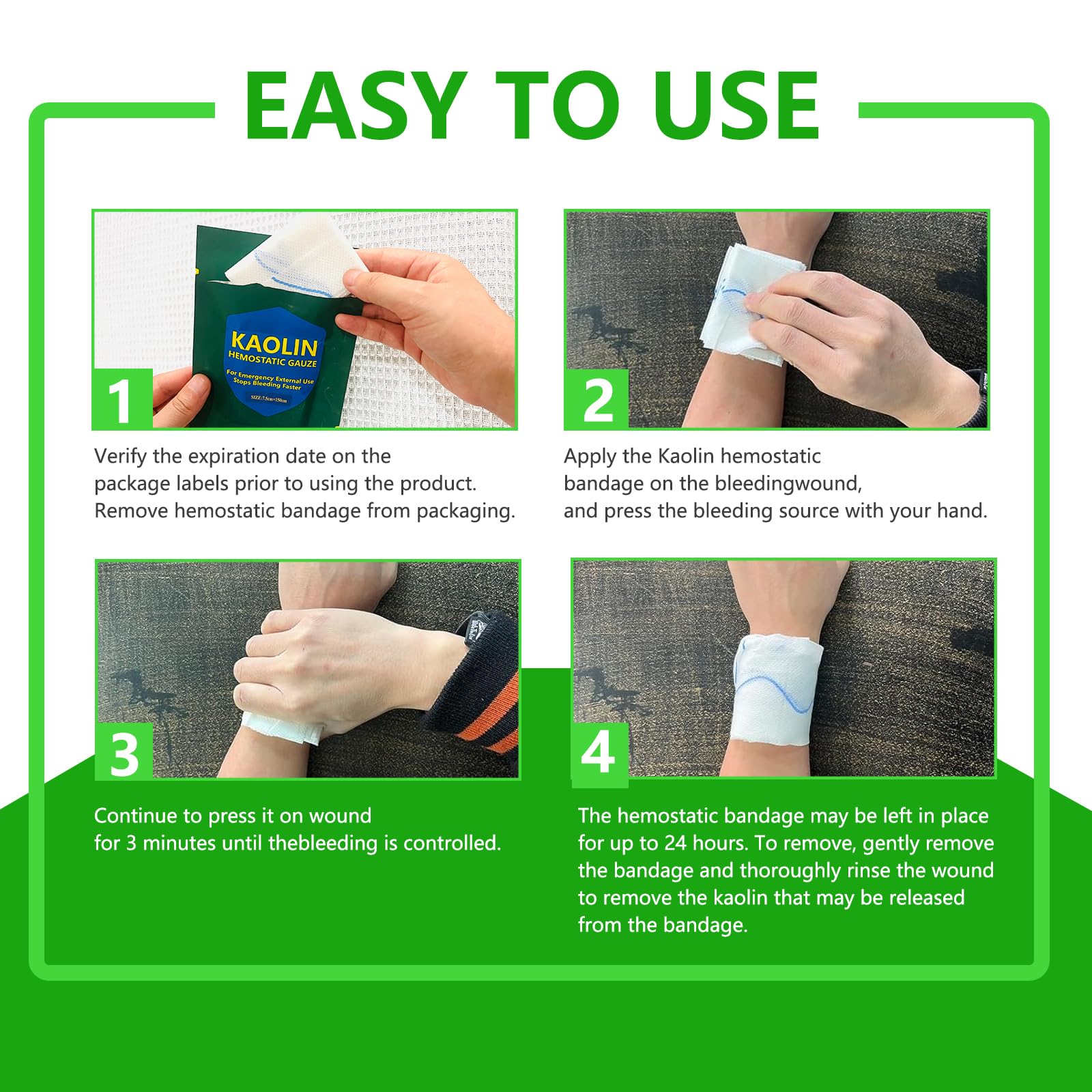 Quick Clot Kaolin Hemostatic Gauze – First Aid Supplies for Fast Bleed Stop — Amazon image 9