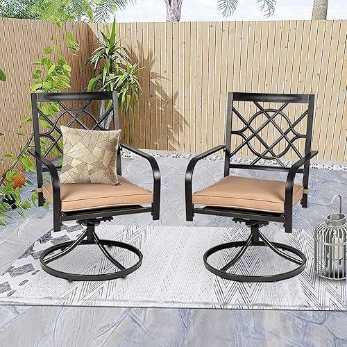 Miniatura 2 de Incbruce 2 sillas giratorias de metal de 360 grados para patio, sillas mecedoras de comedor al aire libre con reposabrazos para jardín, piscina,