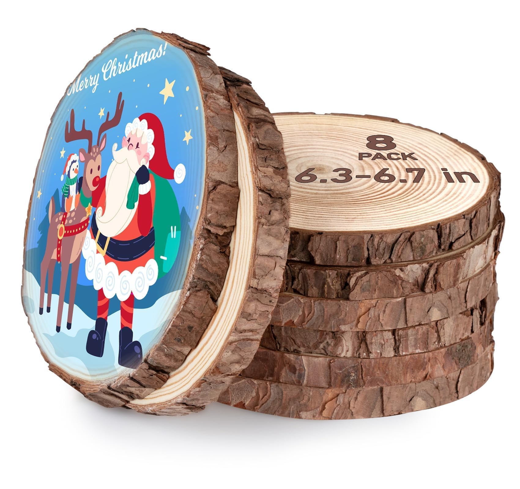 56 Stück Holzscheiben 16-17 cm Durchmesser mit Rinde, Runde Baumscheiben Deko aus Naturholz, 15 mm Dicke, Rustikale Holzscheiben für Kerzen, Tischdeko, Basteln & Wohnzimmer