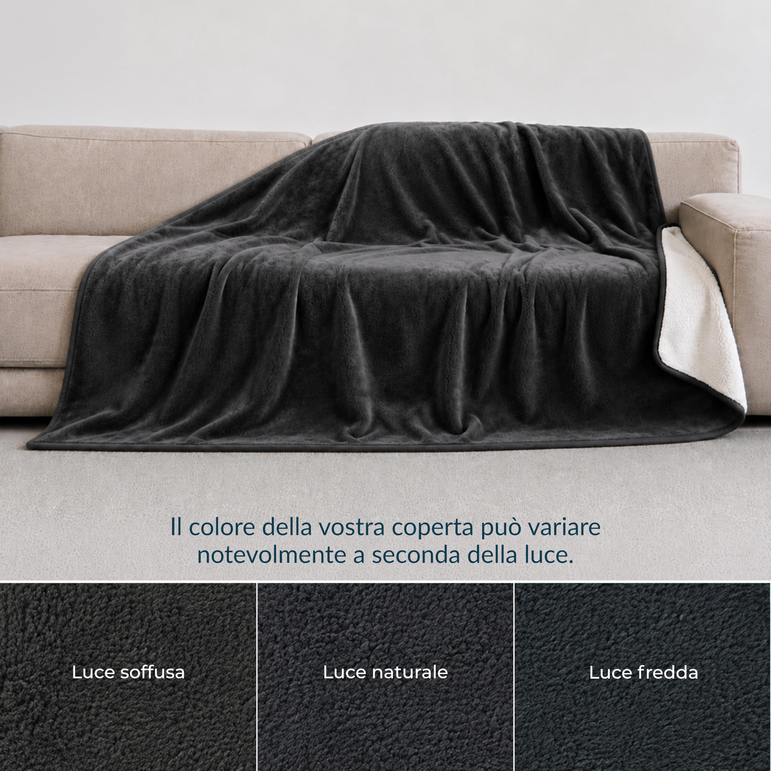 Twinzen Coperta Impermeabile per Cani 127x152 cm Grigio Scuro - Copridivano e Copriletto Reversibile in Pile Sherpa - Telo Impermeabile per Letto o Divano Lavabile